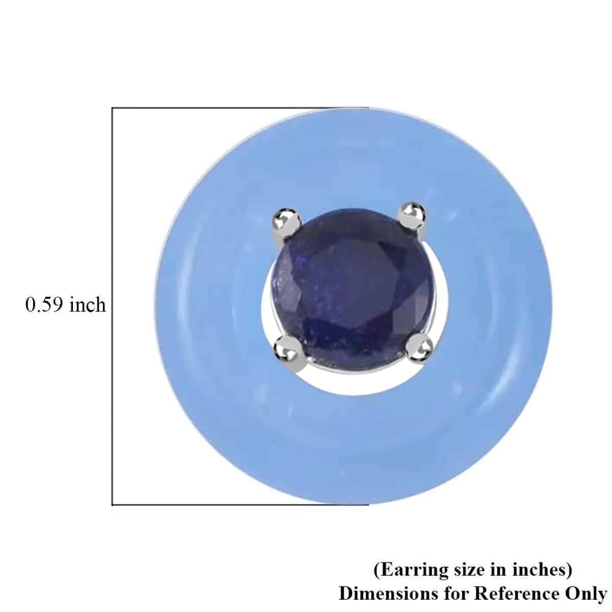 Blue Jade (D) and Masoala Sapphire Jacket Stud Earrings in Rhodium Over Sterling Silver 18.40 ctw image number 5