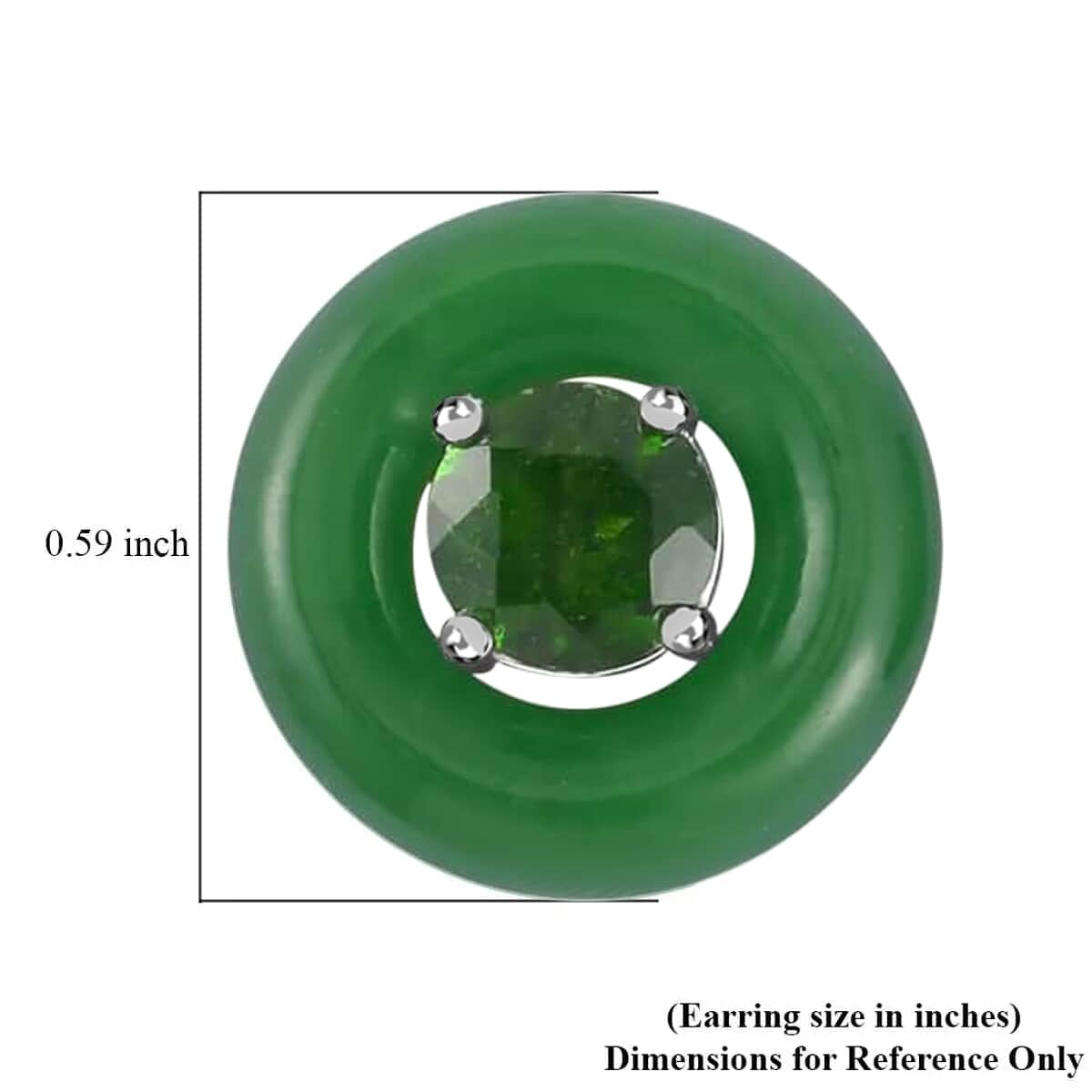 Green Jade (D) Jacket Earrings, Chrome Diopside Jacket Stud Earrings, Rhodium Over Sterling Silver Earrings, Jade Jewelry, Diopside Earrings 18.35 ctw image number 5