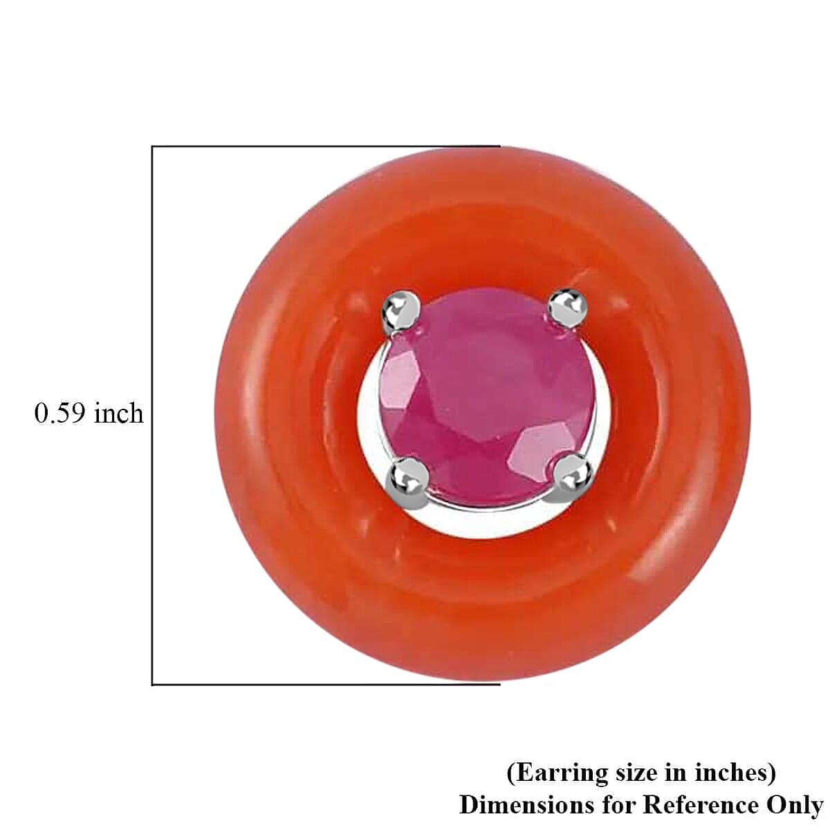 Red Jade (D) 19.30 ctw Jacket Earrings, Niassa Ruby (FF) Jacket Stud Earrings, Rhodium Over Sterling Silver Earrings, Jade Jewelry, Ruby Earrings image number 5