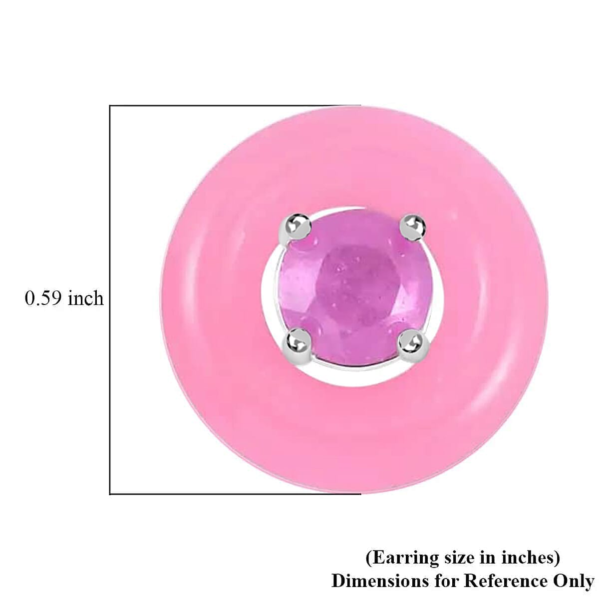 Pink Jade (D) 19.20 ctw Jacket Earrings, Ilakaka Hot Pink Sapphire (FF) Jacket Stud Earrings, Rhodium Over Sterling Silver Earrings, Jade Jewelry, Sapphire Earrings image number 5