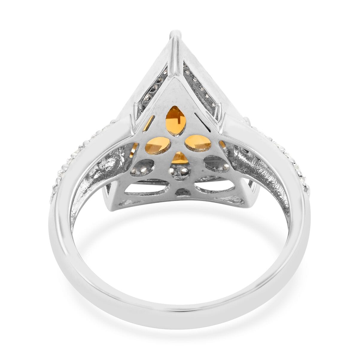 Premium Brazilian Citrine and White Zircon Ring in Platinum Over Sterling Silver (Size 8.0) 6.80 ctw image number 4