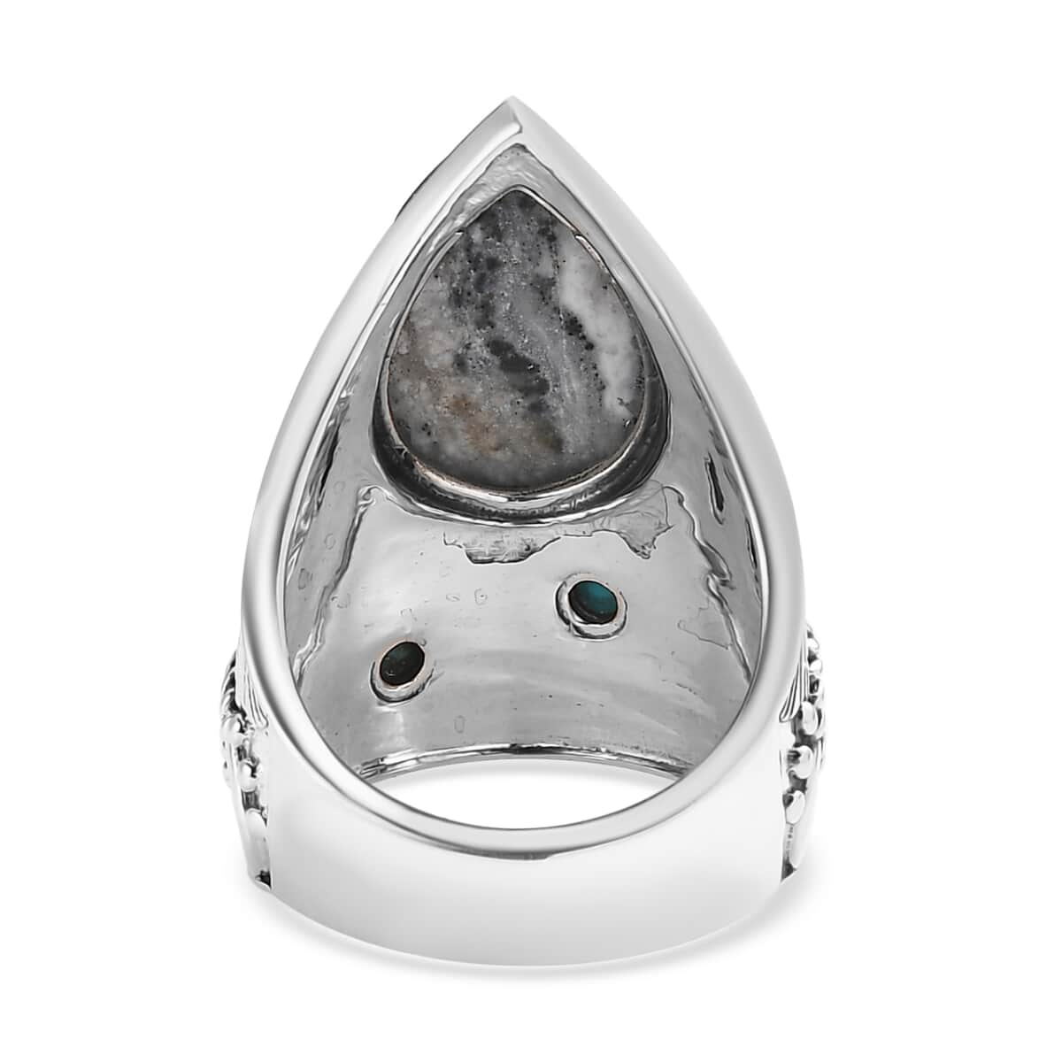 Artisan Crafted White Buffalo and Sleeping Beauty Turquoise Ring in Sterling Silver 5.25 ctw image number 4