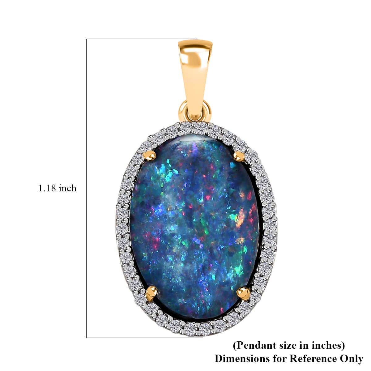 Luxoro 14K Yellow Gold AAA Boulder Opal Doublet and Diamond Halo Pendant 5.75 ctw image number 4