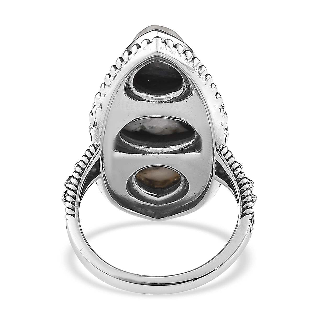 Artisan Crafted White Buffalo 3 Stone Ring in Sterling Silver (Size 10.0) 6.00 ctw
