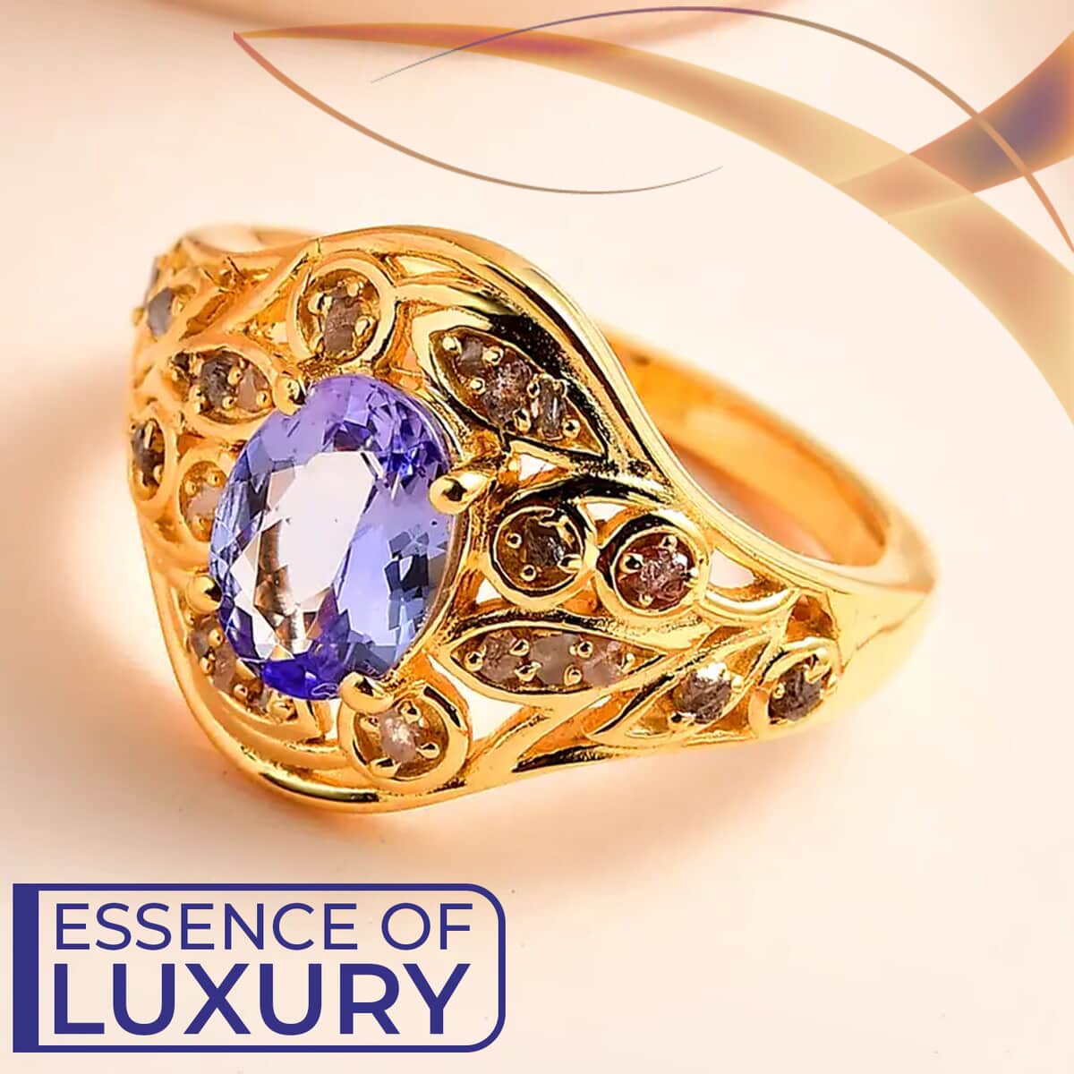 Tanzanite and Uncut Natural Pink Diamond Ring in Vermeil Yellow Gold Over Sterling Silver (Size 6.0) 1.35 ctw image number 1