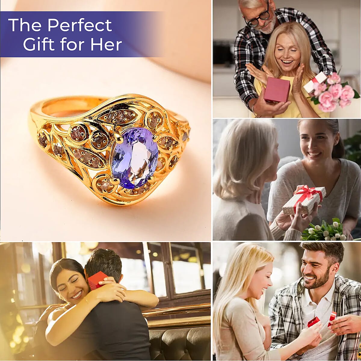 Tanzanite and Uncut Natural Pink Diamond Ring in Vermeil Yellow Gold Over Sterling Silver (Size 9.0) 1.35 ctw image number 3