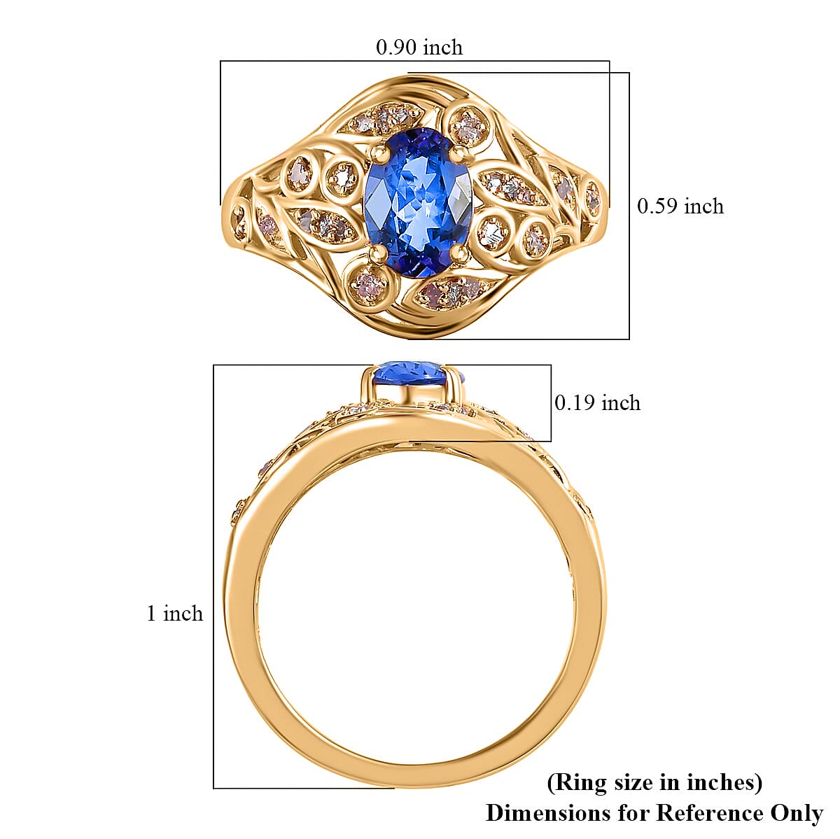 Tanzanite and Uncut Natural Pink Diamond Ring in Vermeil Yellow Gold Over Sterling Silver (Size 9.0) 1.35 ctw image number 5