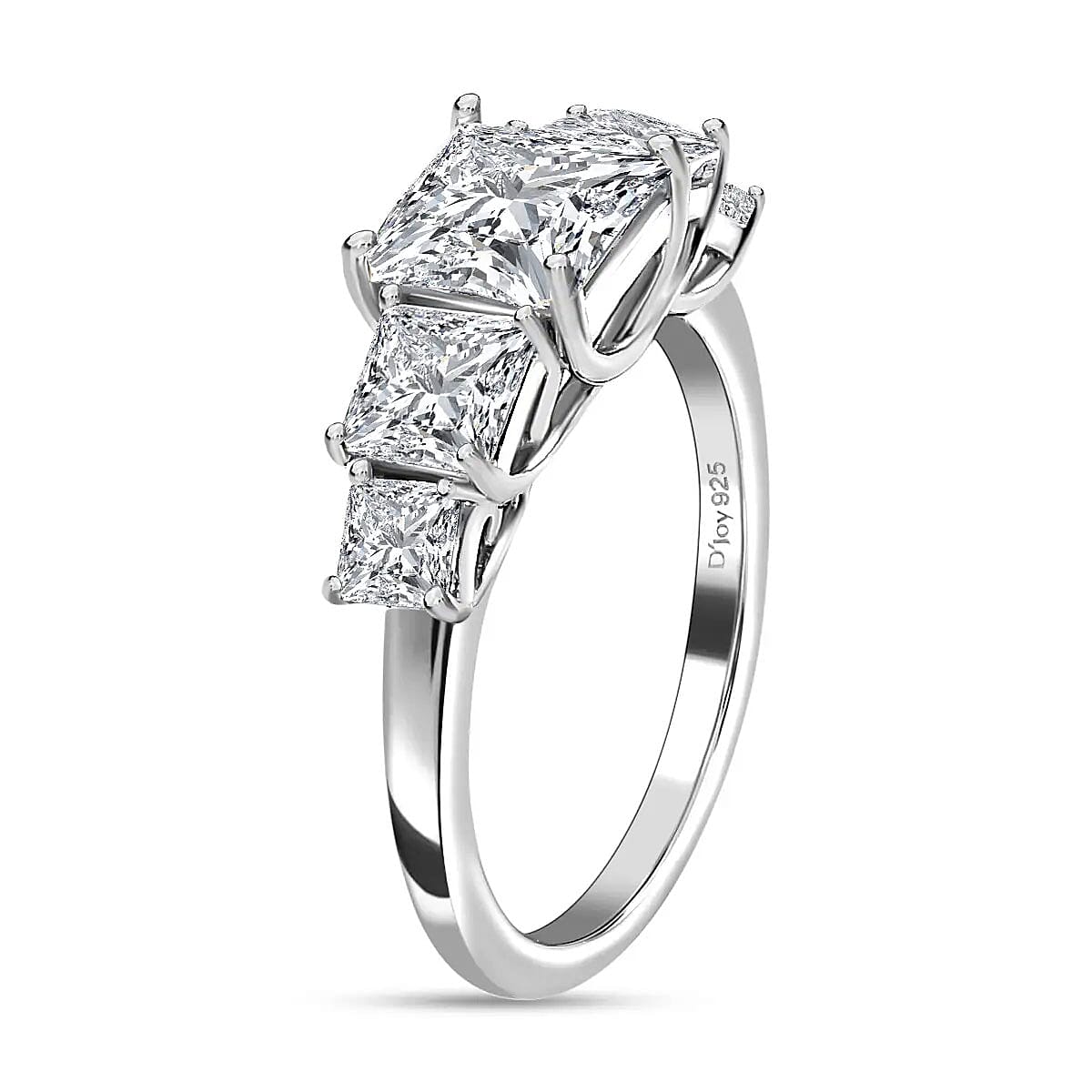 Moissanite 5 Stone Ring in Platinum Over Sterling Silver (Size 6.0) 2.20 ctw