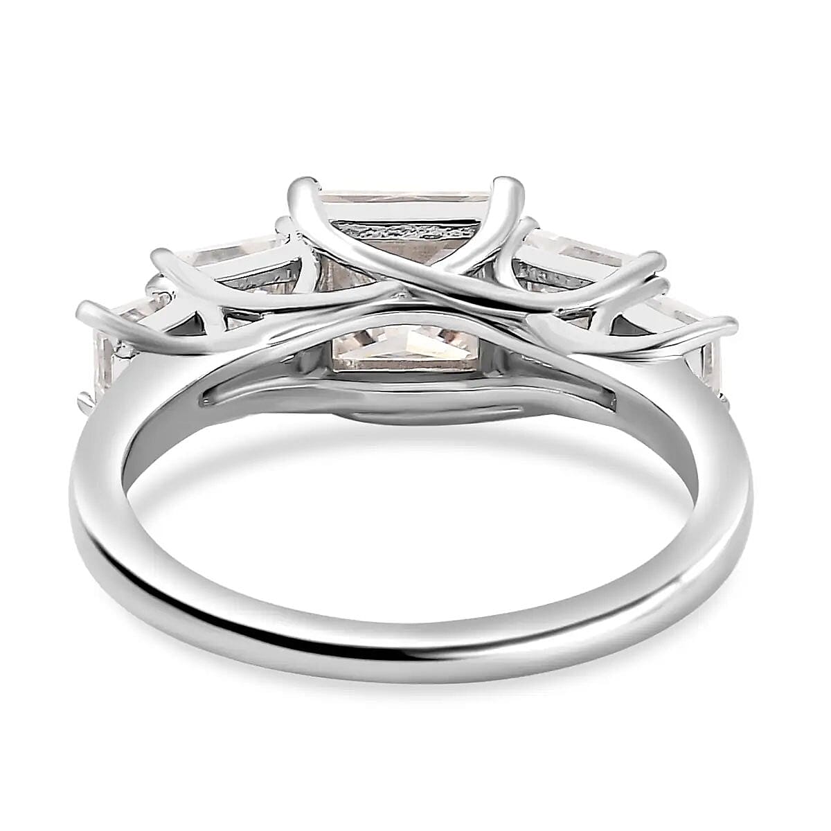 Moissanite 5 Stone Ring in Platinum Over Sterling Silver (Size 6.0) 2.20 ctw