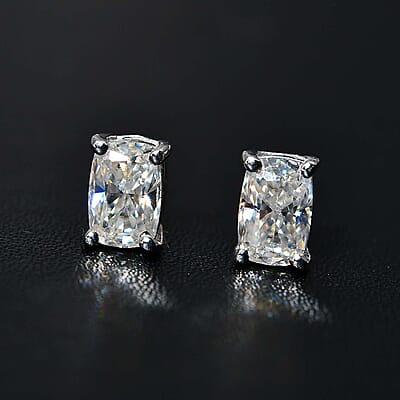 Moissanite Solitaire Stud Earrings in Platinum Over Sterling Silver 1.10 ctw