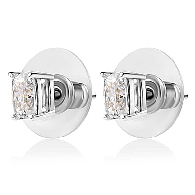 Moissanite Solitaire Stud Earrings in Platinum Over Sterling Silver 1.10 ctw