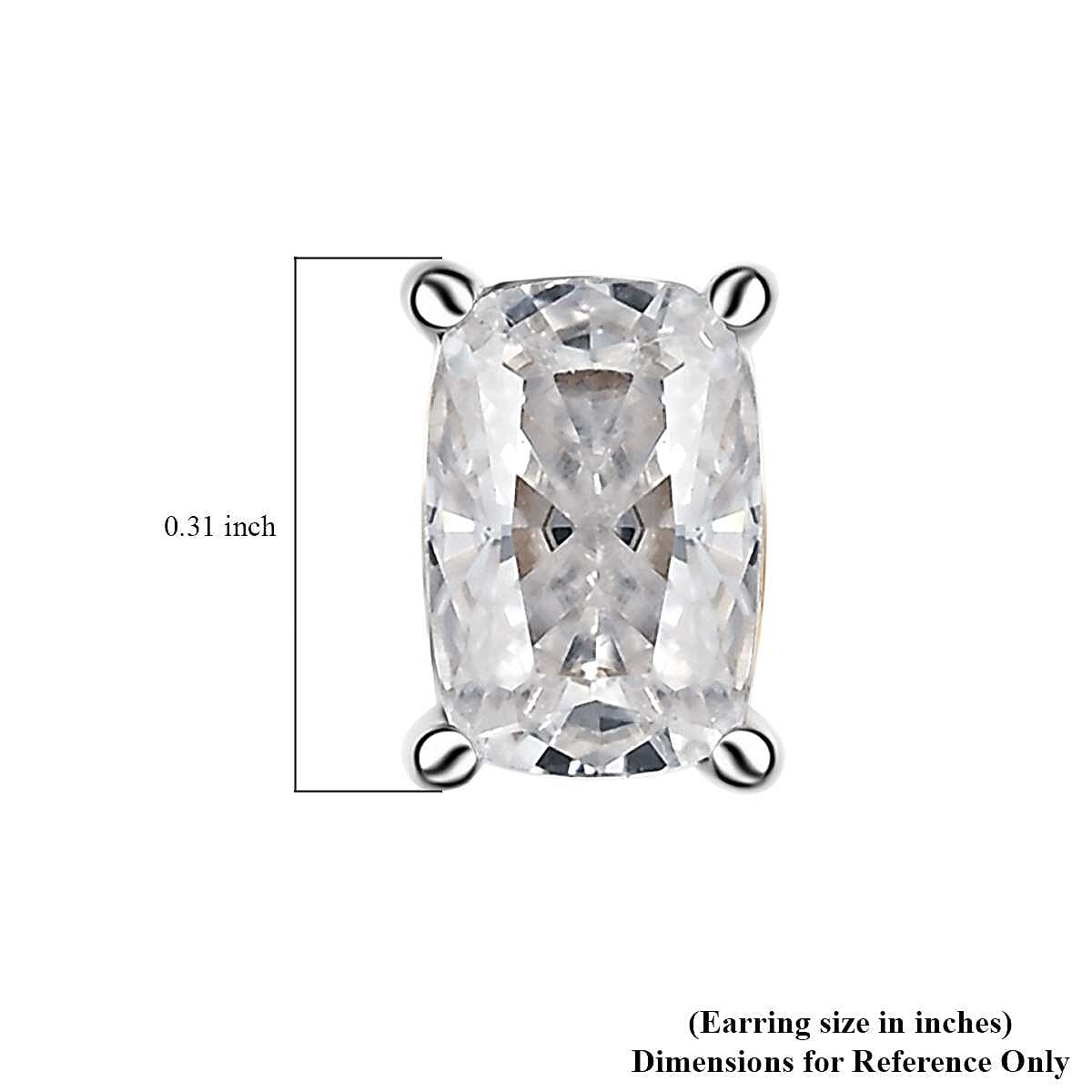Moissanite Solitaire Stud Earrings in Platinum Over Sterling Silver 1.10 ctw