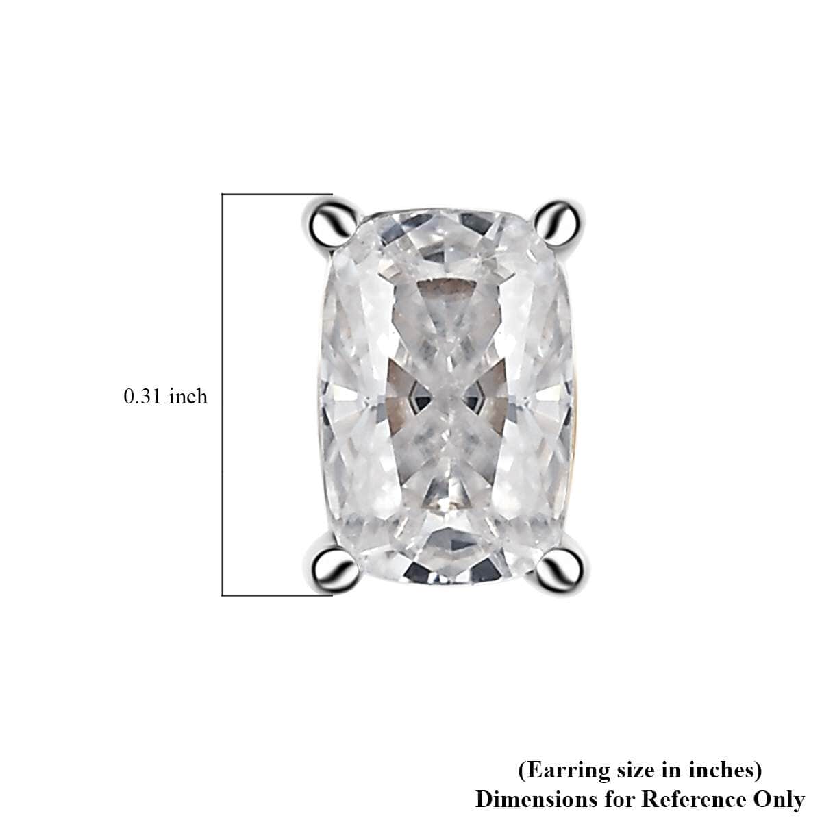 Moissanite Solitaire Stud Earrings in Platinum Over Sterling Silver 1.10 ctw image number 5