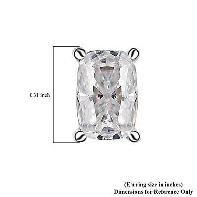 Moissanite Solitaire Stud Earrings in Platinum Over Sterling Silver 1.10 ctw
