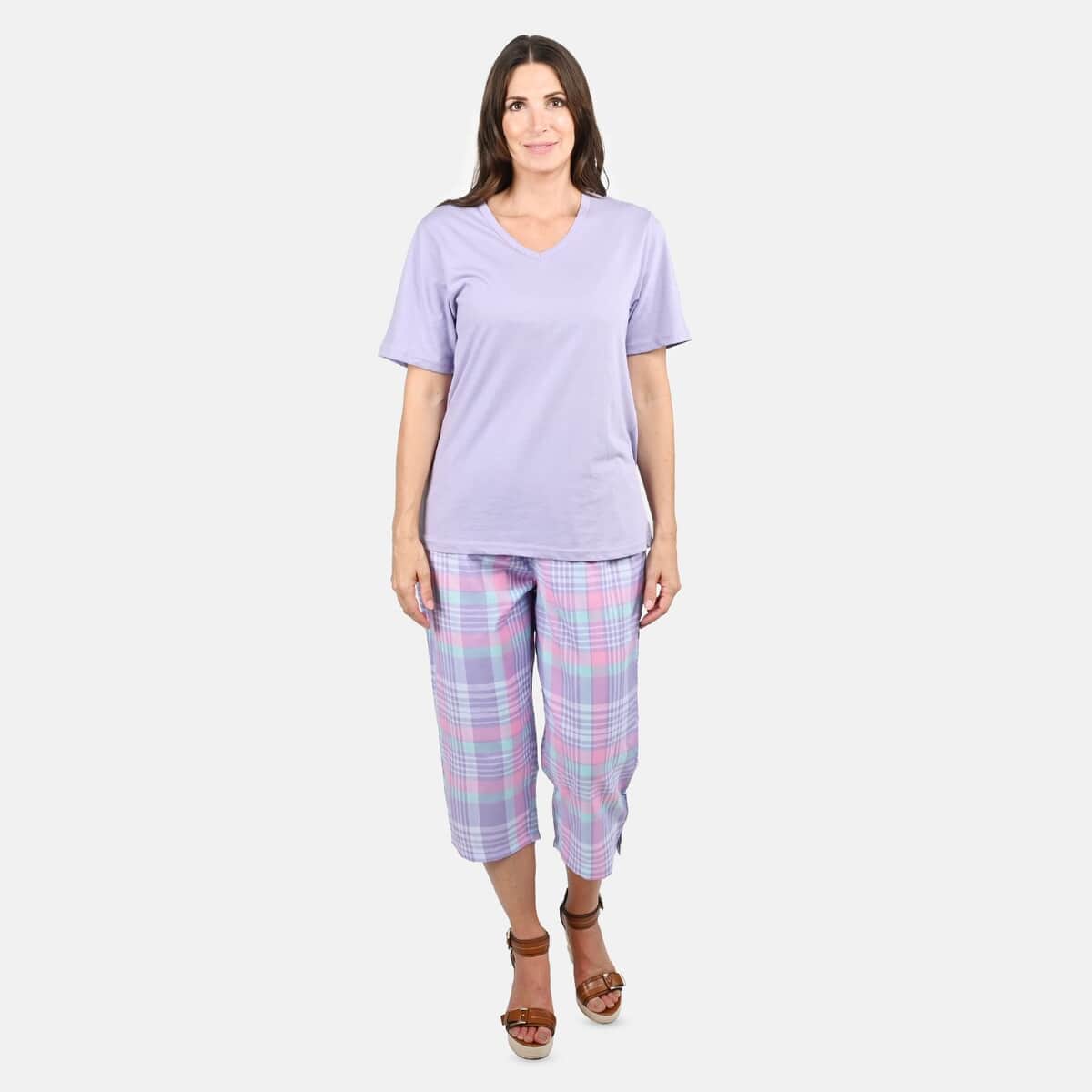 Cozee Corner Lilac Plaid Pajama Set - M image number 0