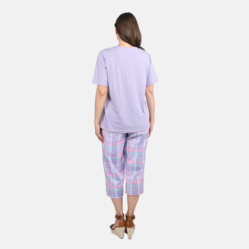 Cozee Corner Lilac Plaid Pajama Set - M
