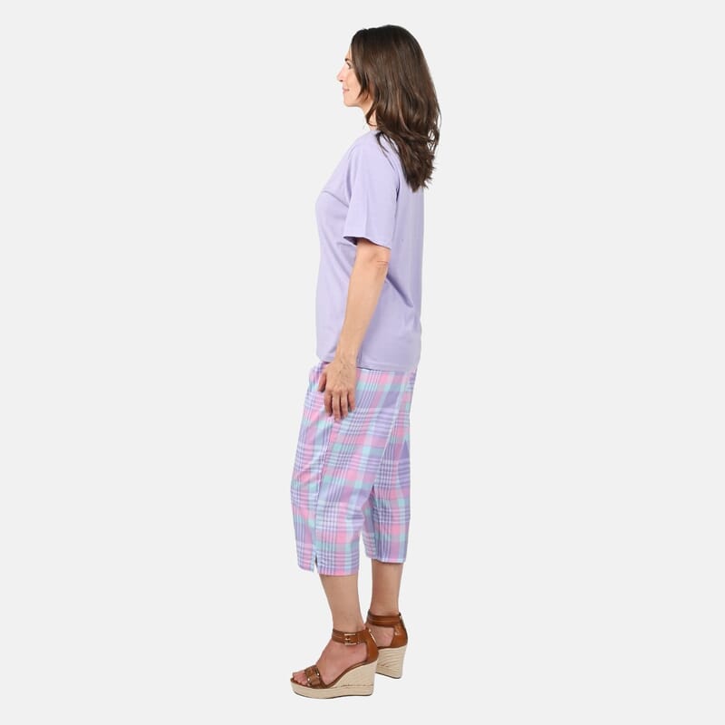 Cozee Corner Lilac Plaid Pajama Set - M