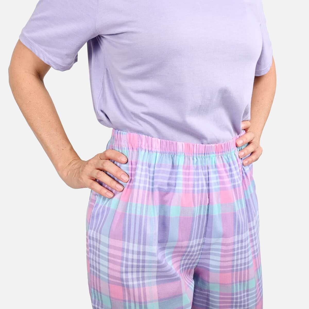 Cozee Corner Lilac Plaid Pajama Set - L image number 4