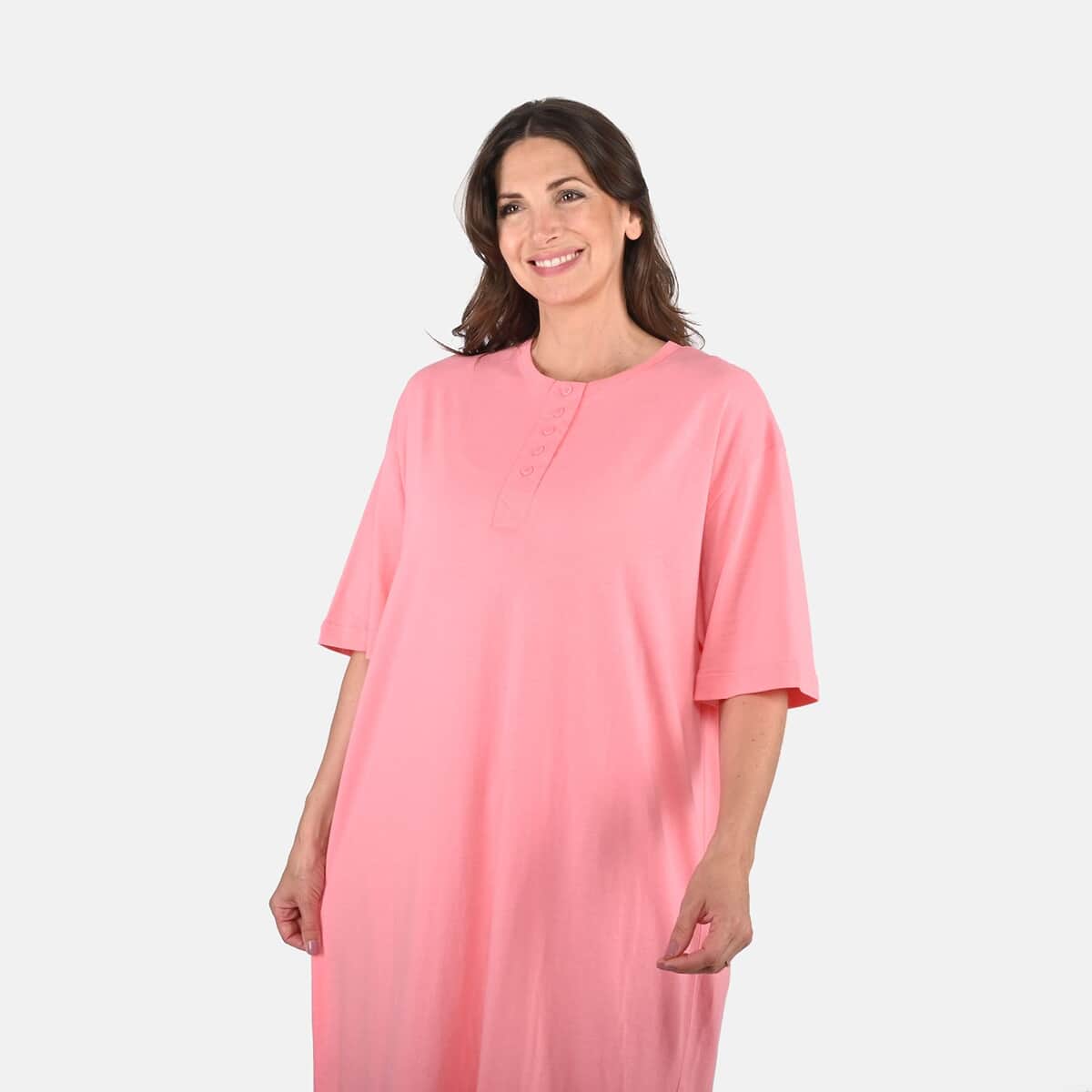 TLV Metropolitan Henley Pink Peach House Dress - One Size Fits up to XXL image number 3