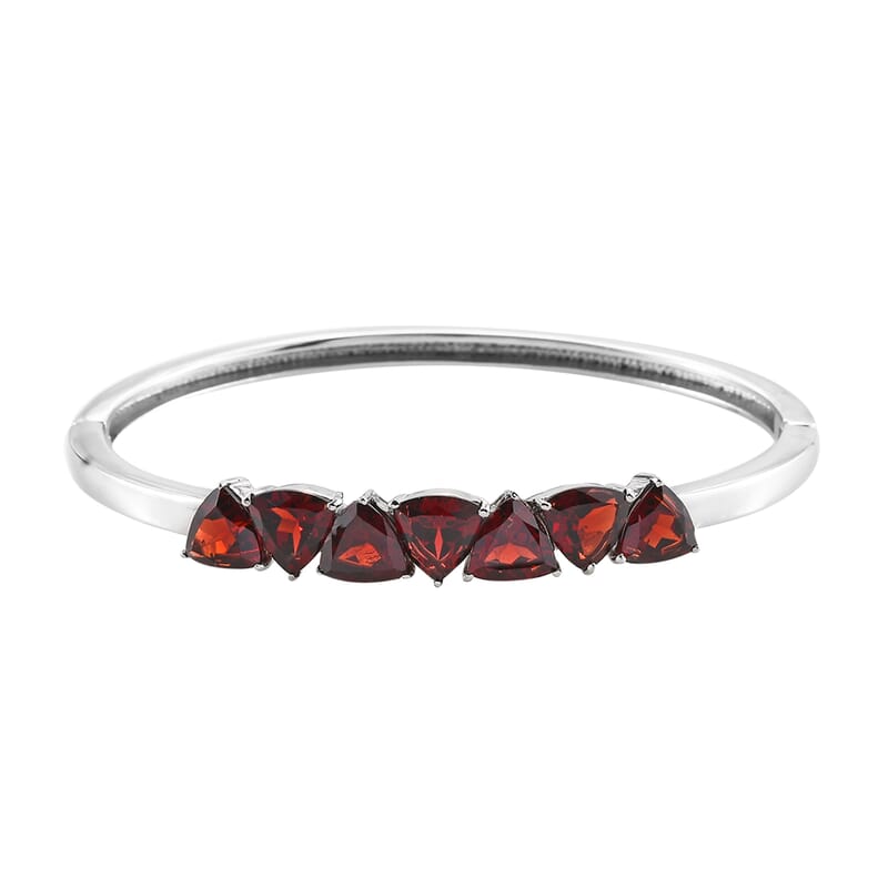 Mozambique Garnet Bangle Bracelet in Stainless Steel (6.50 In) 10.35 ctw