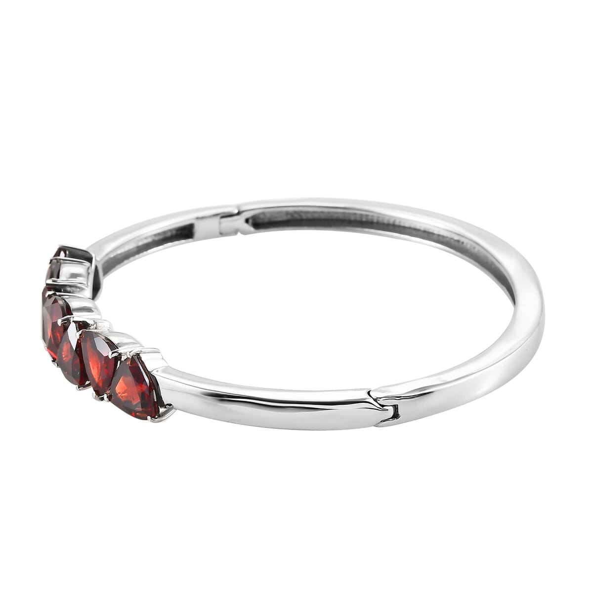 Mozambique Garnet Bangle Bracelet in Stainless Steel (6.50 In) 10.35 ctw image number 3