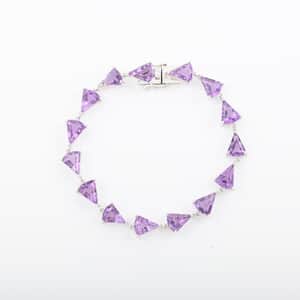 Premium African Amethyst Bracelet in Platinum Over Sterling Silver (8.00 In) 38.00 ctw