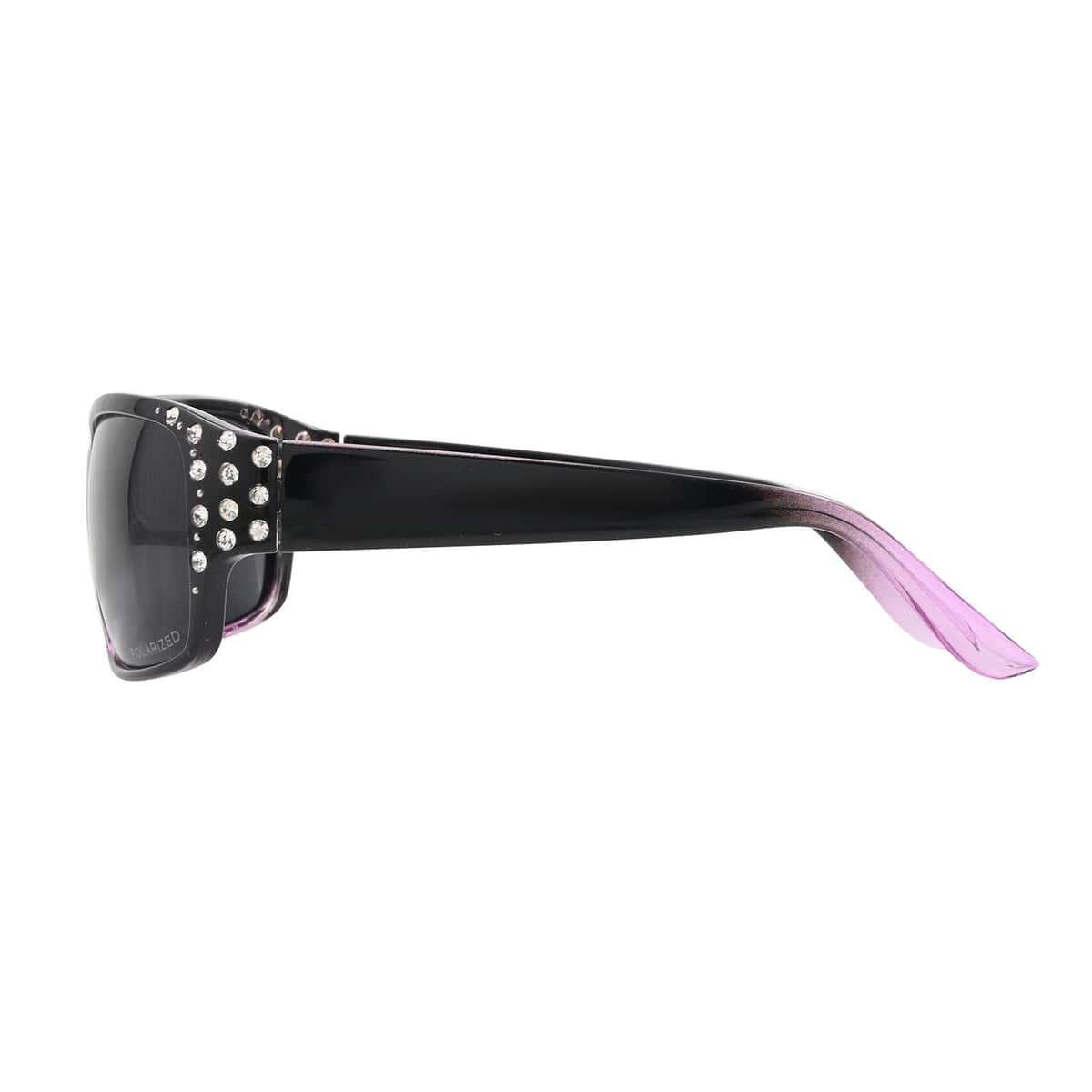 SolarX Women's Polarized Fashion Sunglasses with Rhinestone - Black & Purple image number 2