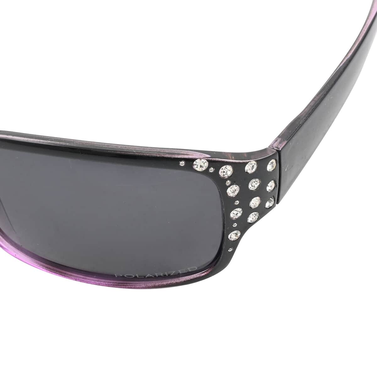 SolarX Women's Polarized Fashion Sunglasses with Rhinestone - Black & Purple image number 4