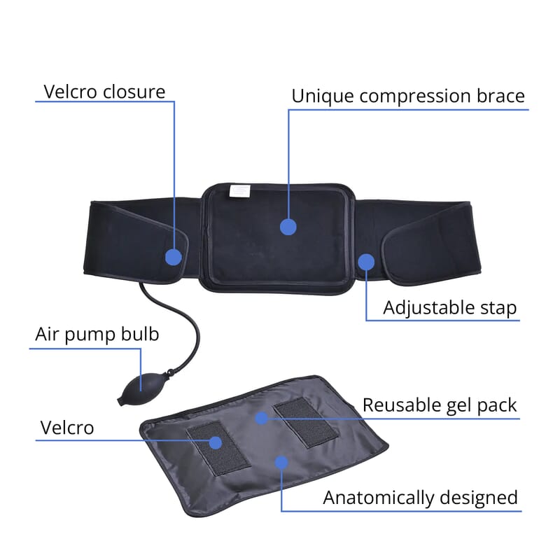 Black Air Compression Support Cold/Hot Back Wrap