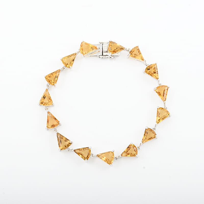 Premium Brazilian Citrine Bracelet in Platinum Over Sterling Silver (8.00 In) 38.50 ctw