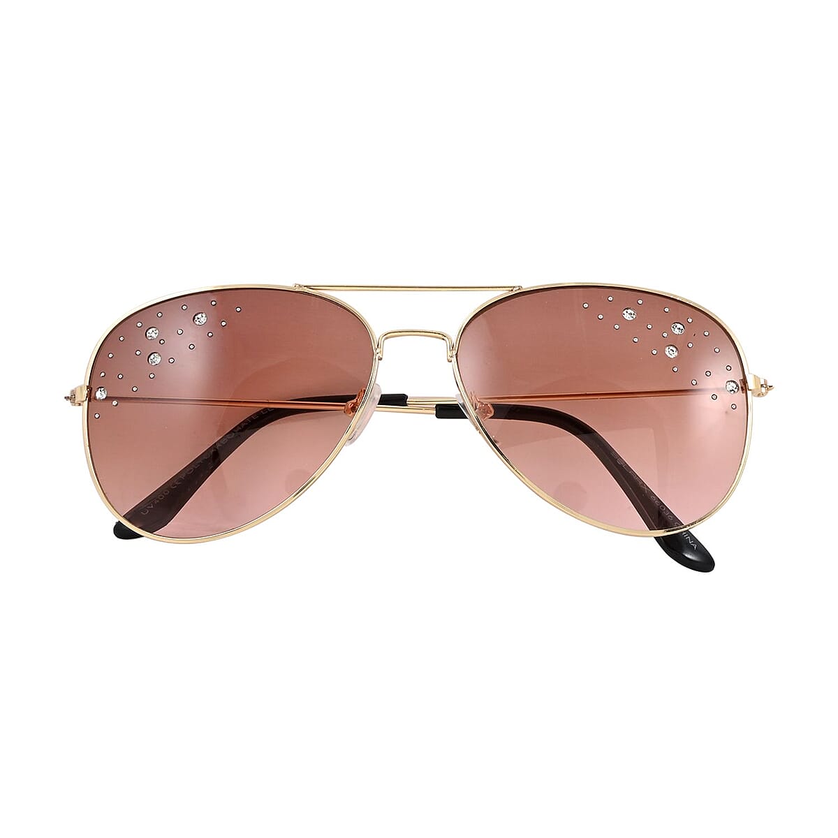 NY Closeout SolarX Brown Polarized UV400 Protection Pilot Sunglasses with Rhinestone  image number 3