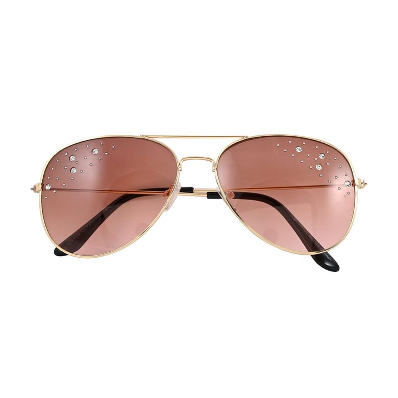 NY Closeout SolarX Brown Polarized UV400 Protection Pilot Sunglasses with Rhinestone 