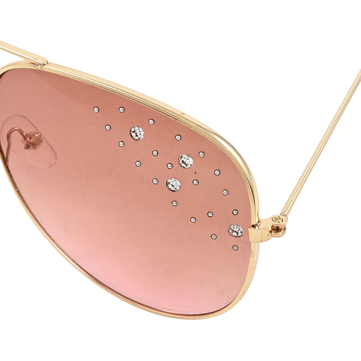 NY Closeout SolarX Brown Polarized UV400 Protection Pilot Sunglasses with Rhinestone  image number 4