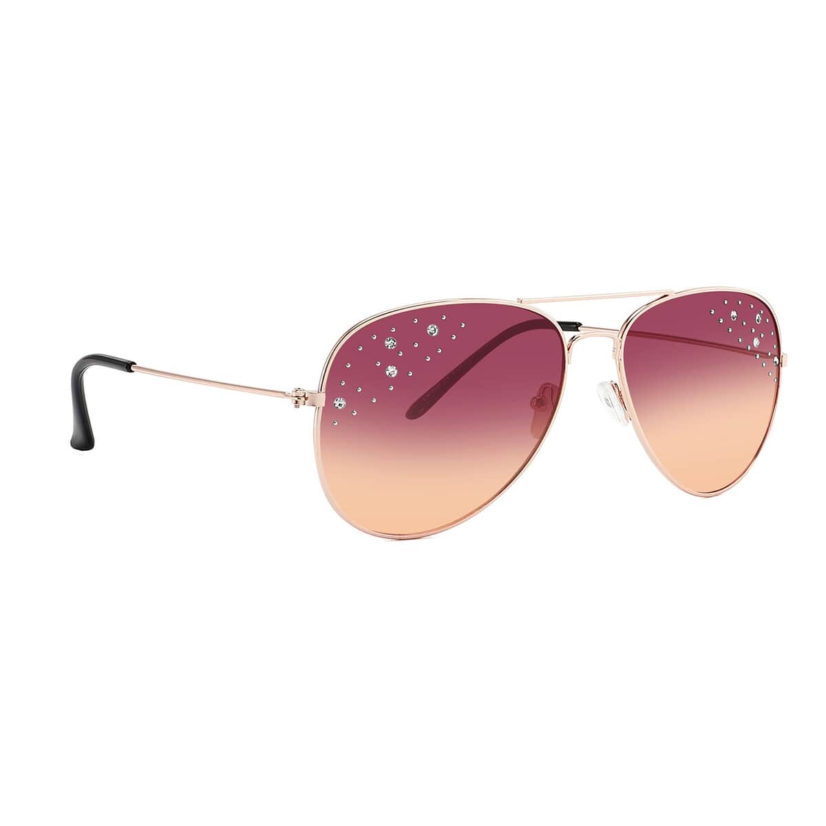 NY Closeout SolarX Pink Polarized UV400 Protection Pilot Sunglasses with Rhinestone  image number 0