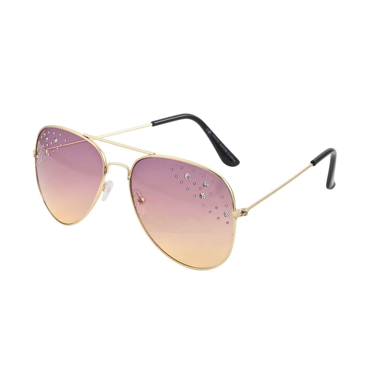NY Closeout SolarX Pink Polarized UV400 Protection Pilot Sunglasses with Rhinestone  image number 1