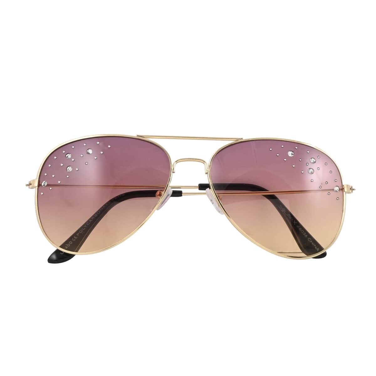 NY Closeout SolarX Pink Polarized UV400 Protection Pilot Sunglasses with Rhinestone  image number 3