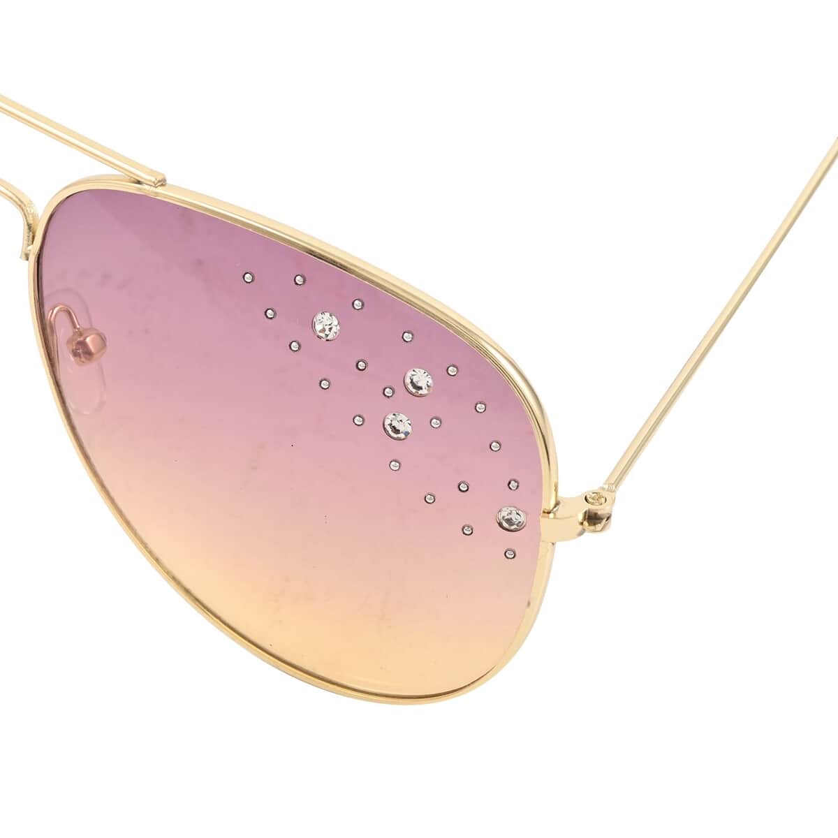 NY Closeout SolarX Pink Polarized UV400 Protection Pilot Sunglasses with Rhinestone  image number 4