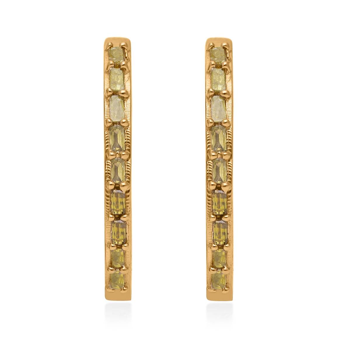 Yellow Diamond 0.50 ctw Hoop Earrings in Vermeil YG Over Sterling Silver  image number 0