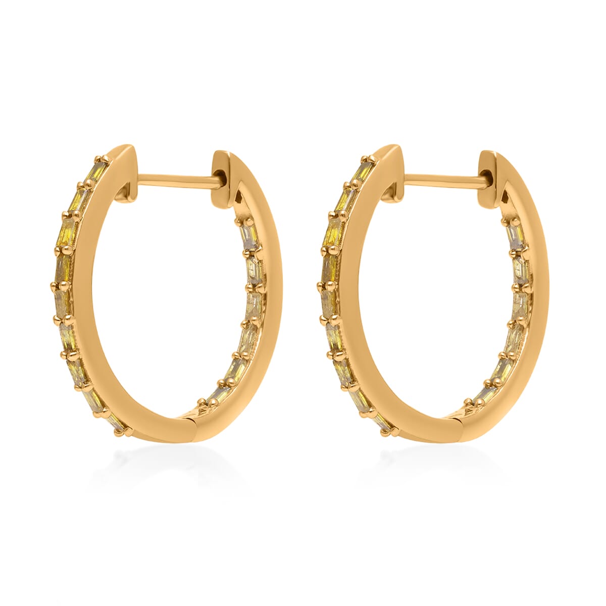 Yellow Diamond 0.50 ctw Hoop Earrings in Vermeil YG Over Sterling Silver  image number 3