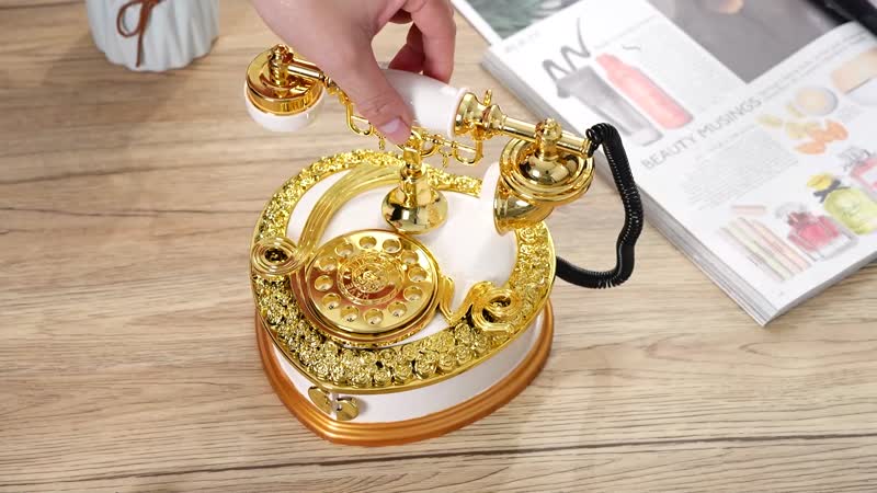 White and Gold Retro Telephone Music Box OR Small Jewelry Box