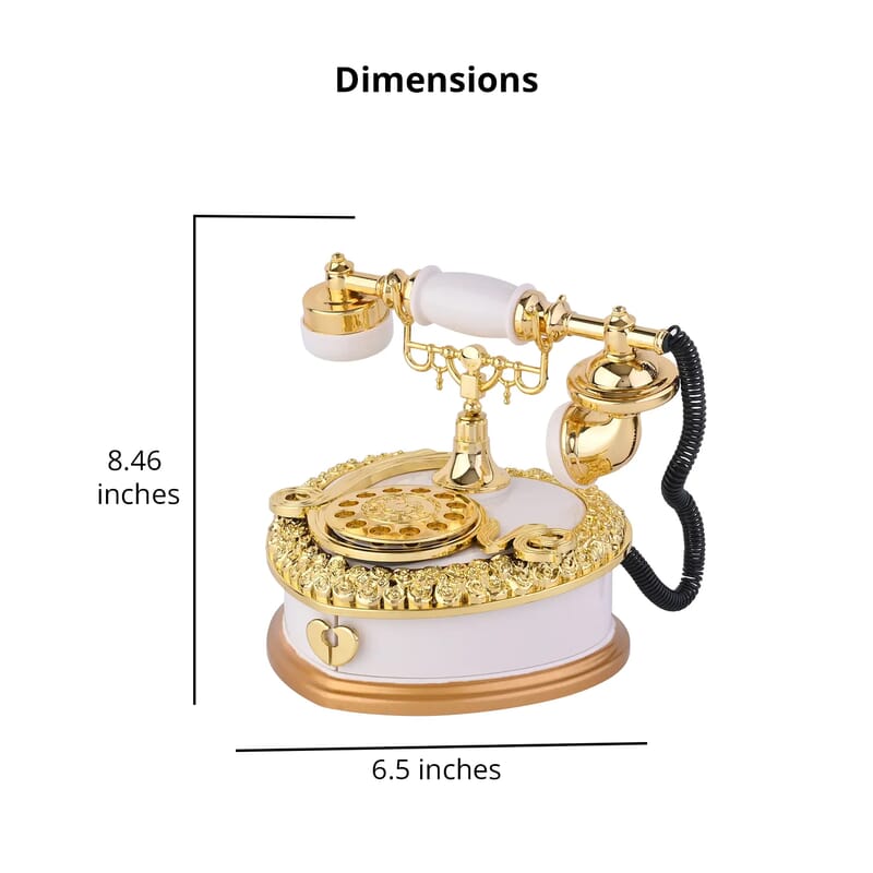 White and Gold Retro Telephone Music Box OR Small Jewelry Box