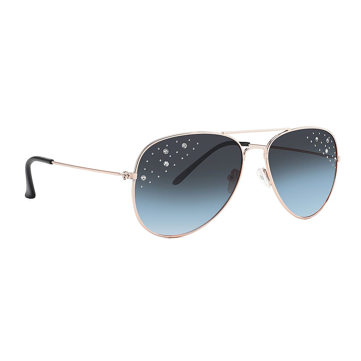 NY Closeout SolarX Black Polarized UV400 Protection Pilot Sunglasses with Rhinestone  image number 0