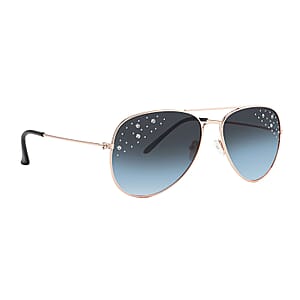 NY Closeout SolarX Black Polarized UV400 Protection Pilot Sunglasses with Rhinestone 