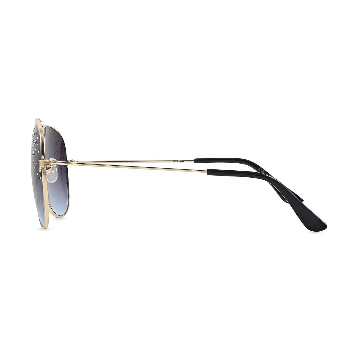 NY Closeout SolarX Black Polarized UV400 Protection Pilot Sunglasses with Rhinestone  image number 2