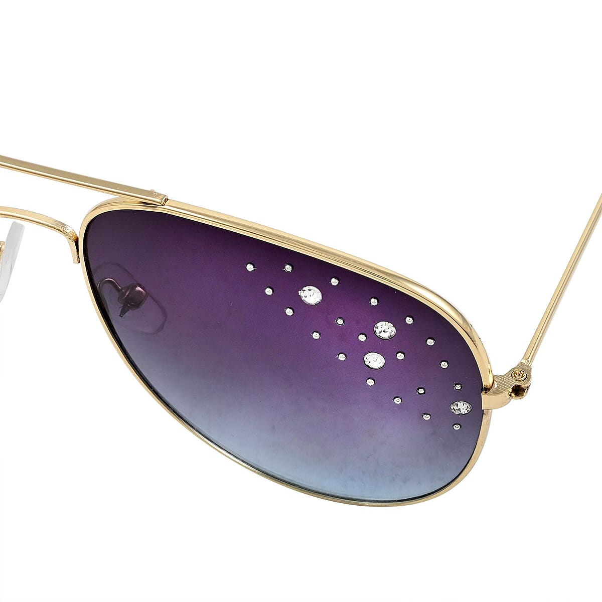 NY Closeout SolarX Black Polarized UV400 Protection Pilot Sunglasses with Rhinestone  image number 4