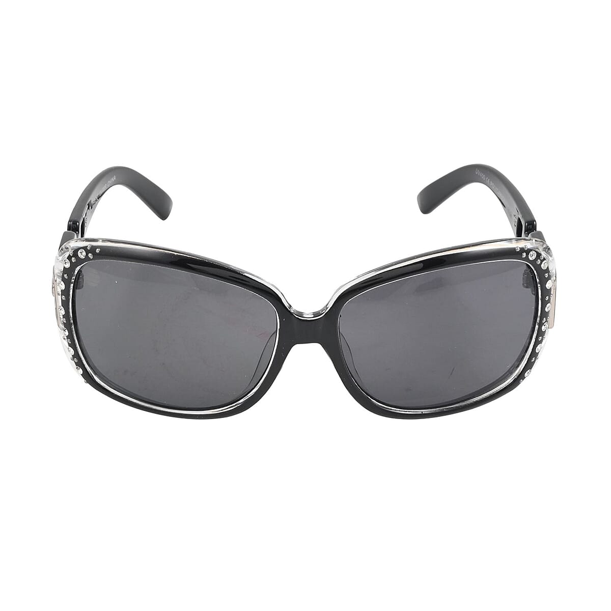 SolarX Women's Fashion Linked Sunglasses with Rhinestones -White image number 0