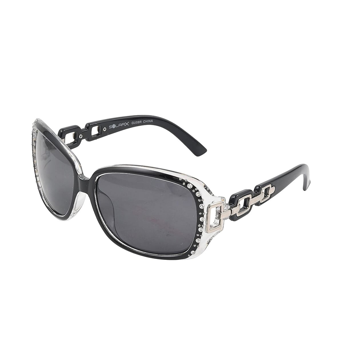 SolarX Women's Fashion Linked Sunglasses with Rhinestones -White image number 1