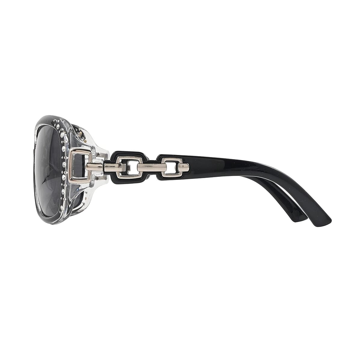 SolarX Women's Fashion Linked Sunglasses with Rhinestones -White image number 2