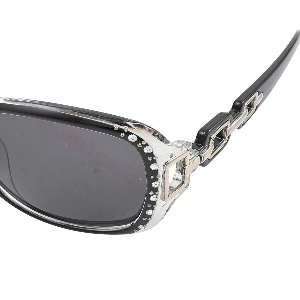 SolarX Women's Fashion Linked Sunglasses with Rhinestones -White image number 4
