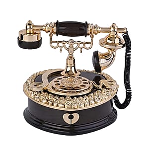 Brown and Gold Retro Telephone Music Box OR Small Jewelry Box